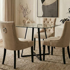 Clear Glass Top and Matte Black Square Steel Dining Table | Metropolitan