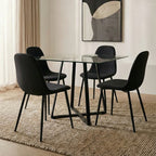 Clear Glass Top and Matte Black Square Steel Dining Table | Metropolitan