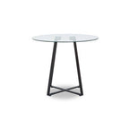 Clear Glass Top Matte Black Lattice Steel Dining Table | Metropolitan