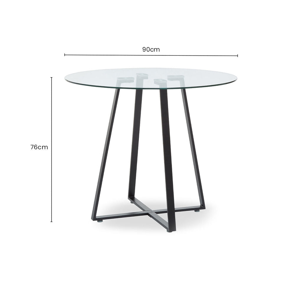 Clear Glass Top Matte Black Lattice Steel Dining Table | Metropolitan