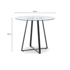 Clear Glass Top Matte Black Lattice Steel Dining Table | Metropolitan