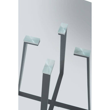Clear Glass Top Matte Black Lattice Steel Dining Table | Metropolitan