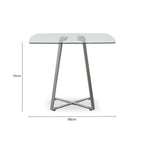 Clear Glass Top and Matte Grey Steel Square Dining Table | Metropolitan