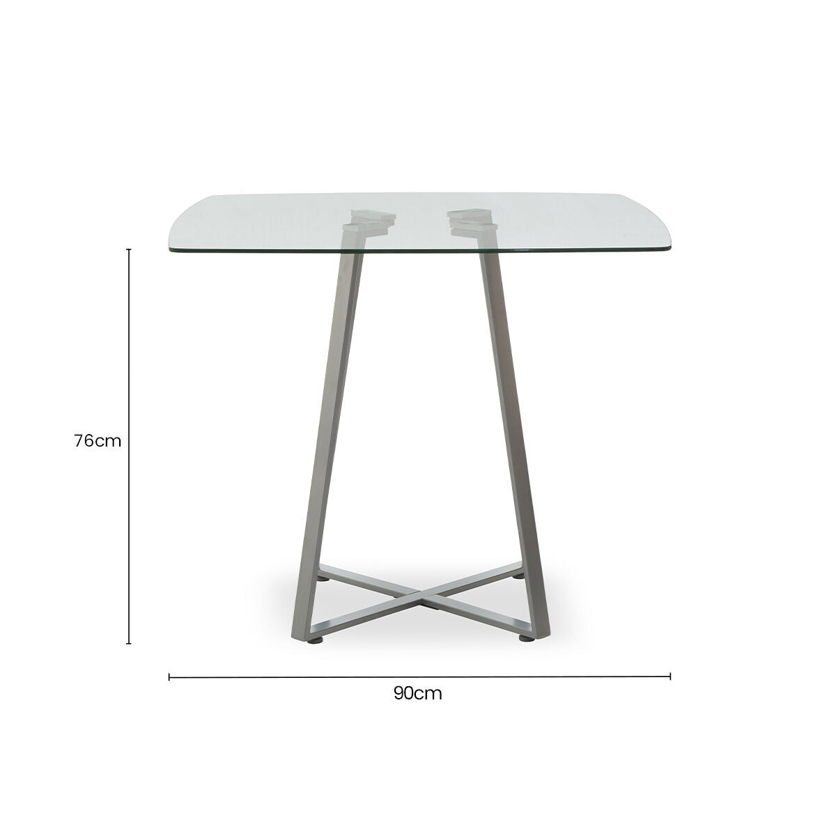 Clear Glass Top and Matte Grey Steel Square Dining Table | Metropolitan