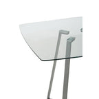 Clear Glass Top and Matte Grey Steel Square Dining Table | Metropolitan