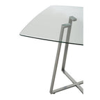 Clear Glass Top and Matte Grey Steel Square Dining Table | Metropolitan