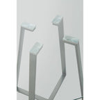 Clear Glass Top and Matte Grey Steel Square Dining Table | Metropolitan