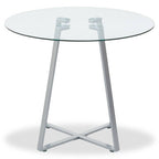 Glass Top and Grey Stainless Steel Dining Table | Metropolitan