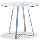 Glass Top and Grey Stainless Steel Dining Table | Metropolitan