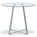 Glass Top and Grey Stainless Steel Dining Table | Metropolitan