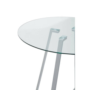 Glass Top and Grey Stainless Steel Dining Table | Metropolitan