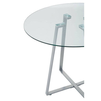 Glass Top and Grey Stainless Steel Dining Table | Metropolitan