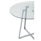 Glass Top and Grey Stainless Steel Dining Table | Metropolitan