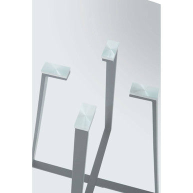 Glass Top and Grey Stainless Steel Dining Table | Metropolitan