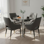 Glass Top and Grey Stainless Steel Dining Table | Metropolitan
