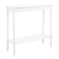White Wooden Rectangular Console Table with Lower Shelf and Spindle Legs | Heritage