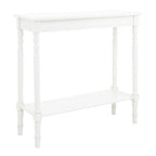 White Wooden Rectangular Console Table with Lower Shelf and Spindle Legs | Heritage