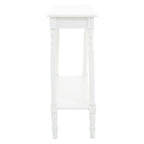 White Wooden Rectangular Console Table with Lower Shelf and Spindle Legs | Heritage
