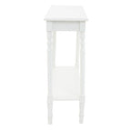 White Wooden Rectangular Console Table with Lower Shelf and Spindle Legs | Heritage
