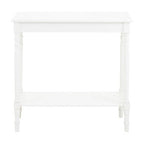White Wooden Rectangular Console Table with Lower Shelf and Spindle Legs | Heritage