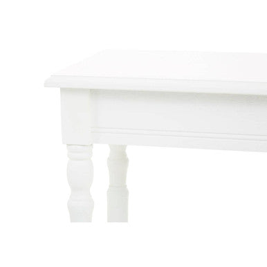 White Wooden Rectangular Console Table with Lower Shelf and Spindle Legs | Heritage
