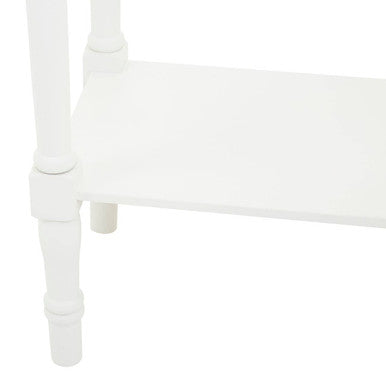 White Wooden Rectangular Console Table with Lower Shelf and Spindle Legs | Heritage