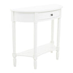Half Moon White Wooden Console Table with One Drawer and Lower Shelf | Heritage