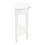 Half Moon White Wooden Console Table with One Drawer and Lower Shelf | Heritage