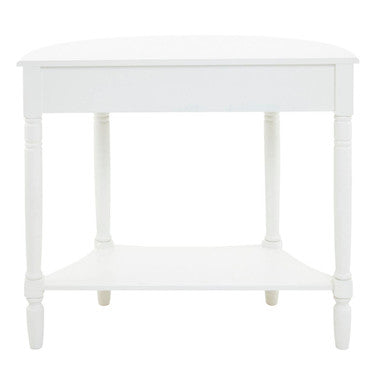 Half Moon White Wooden Console Table with One Drawer and Lower Shelf | Heritage