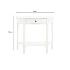 Half Moon White Wooden Console Table with One Drawer and Lower Shelf | Heritage