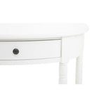 Half Moon White Wooden Console Table with One Drawer and Lower Shelf | Heritage