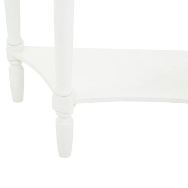Half Moon White Wooden Console Table with One Drawer and Lower Shelf | Heritage