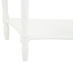 Half Moon White Wooden Console Table with One Drawer and Lower Shelf | Heritage