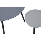 Set of 2 Grey Wooden Triangular Nesting Tables with Black Natural Wood Legs | Nostra