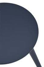 Dark Grey Round Top Wooden Side Table with Natural Wood Legs and Gold Trim | Nostra