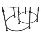 Set of 2 Black Frame and White Marble Top Round Nesting Side Tables | Arcana