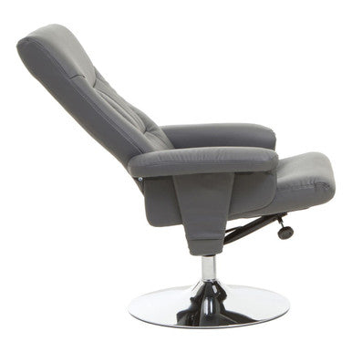 Grey Leather Effect Reclining Chair | Denton