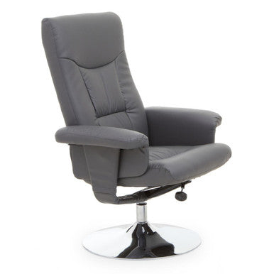 Grey Leather Effect Reclining Chair | Denton