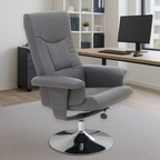 Grey Leather Effect Reclining Chair | Denton