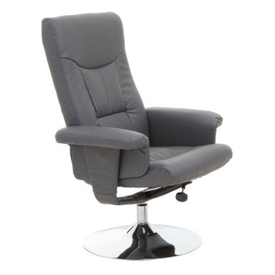 Grey Leather Effect Reclining Chair | Denton