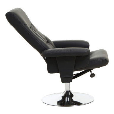 Black Leather Effect Reclining Chair | Denton