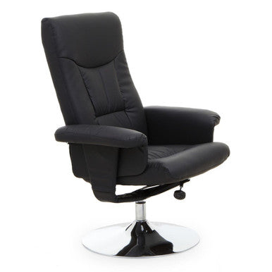 Black Leather Effect Reclining Chair | Denton
