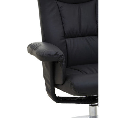 Black Leather Effect Reclining Chair | Denton