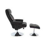 Black Leather Effect Reclining Chair with Footstool | Denton