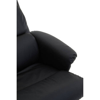 Black Leather Effect Reclining Chair with Footstool | Denton
