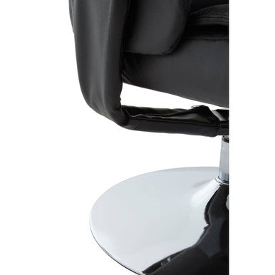 Black Leather Effect Reclining Chair with Footstool | Denton