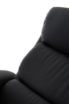 Black Leather Effect Reclining Chair with Footstool | Denton