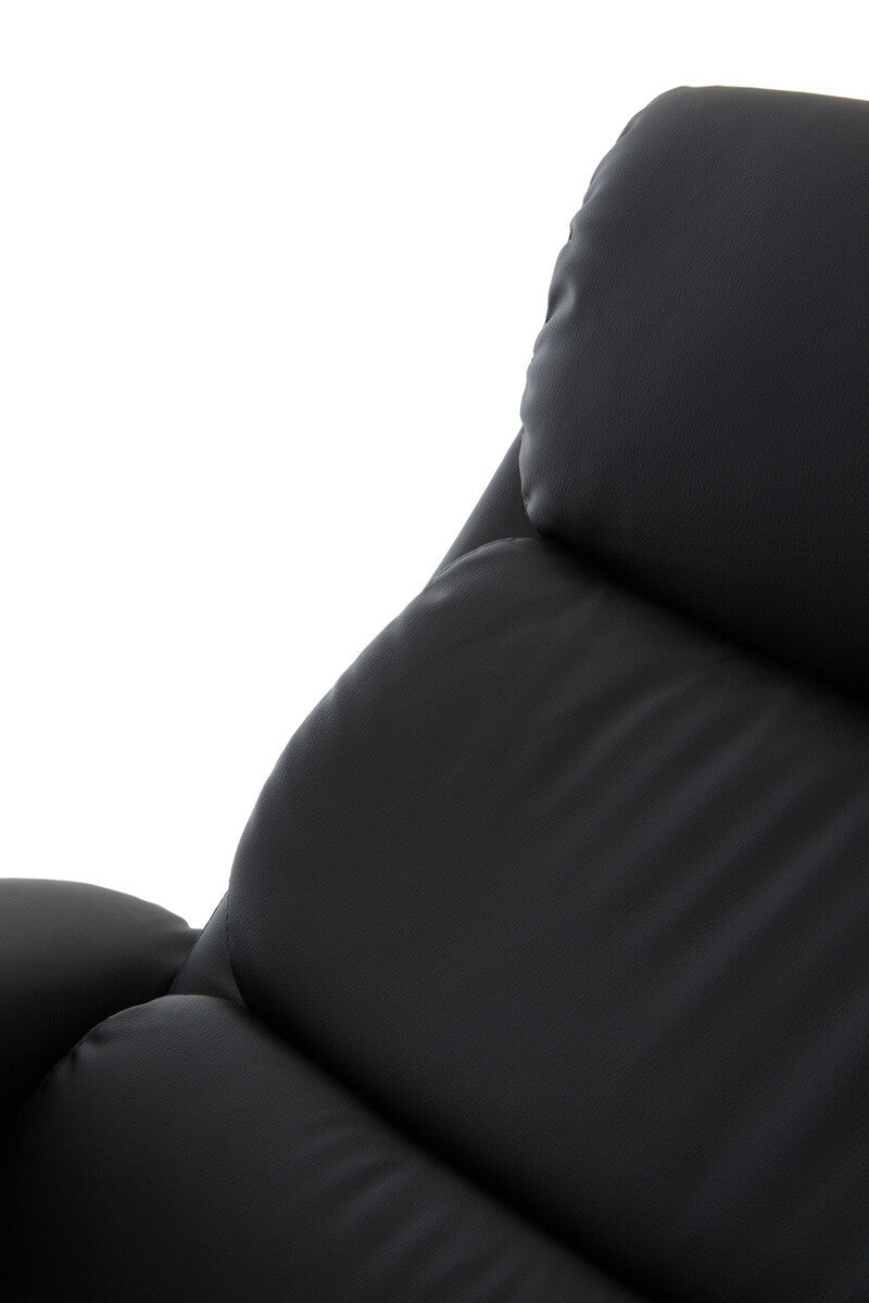 Black Leather Effect Reclining Chair with Footstool | Denton