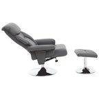 Grey Leather Effect Reclining Chair and Footstool | Denton