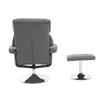 Grey Leather Effect Reclining Chair and Footstool | Denton